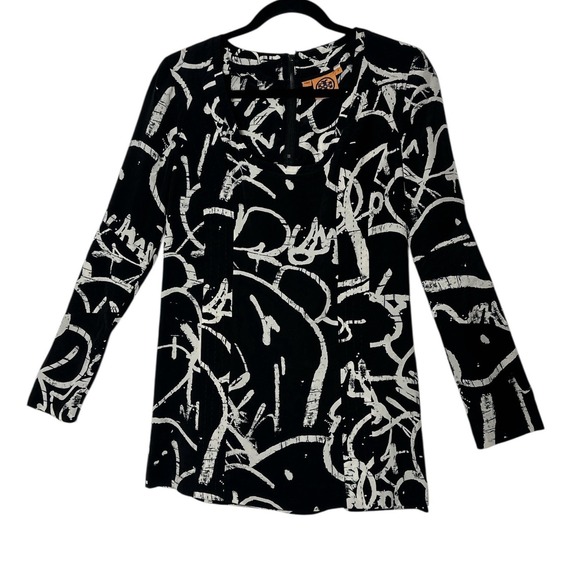 Tory Burch Tops - Tory Burch 100% Silk Top Women's Size‎ 0 Small Long Sleeve Career Zip Designer